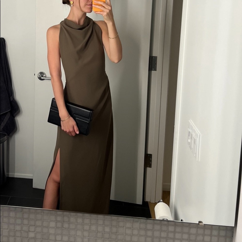 Proenza Schouler Open Back Crepe Maxi Dress in Mushroom